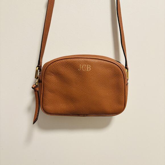 J Crew Bag Womens One Size Brown Pebbled Leather Crossbody Purse Monogram - Picture 2 of 12